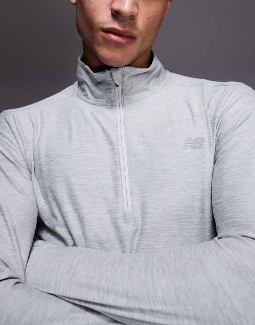 Top gris con cremallera corta de hilos mezclados de New Balance, 5 de 5