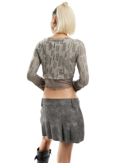 Top gris con cuello barco y bajo asimétrico de Reclaimed Vintage, 3 de 4