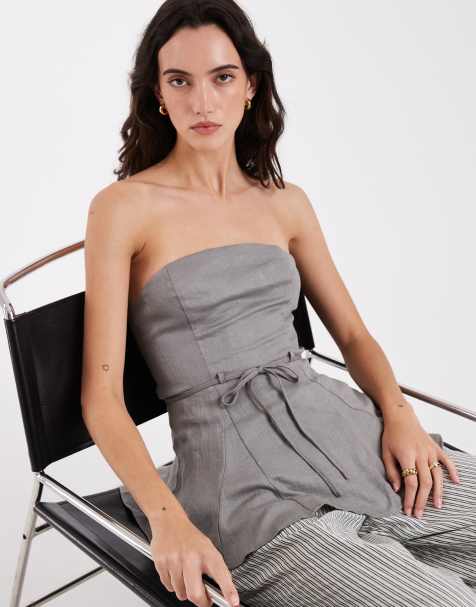 Top gris con escote palabra de honor y lazada delantera Lucy de Laagam - view 1