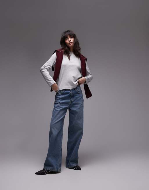Top gris jaspeado de manga larga y corte cuadrado de Topshop, 4 de 4