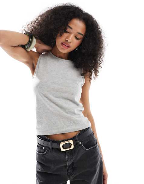 Top gris jaspeado sin mangas con cuello redondo de ASOS DESIGN - view 1
