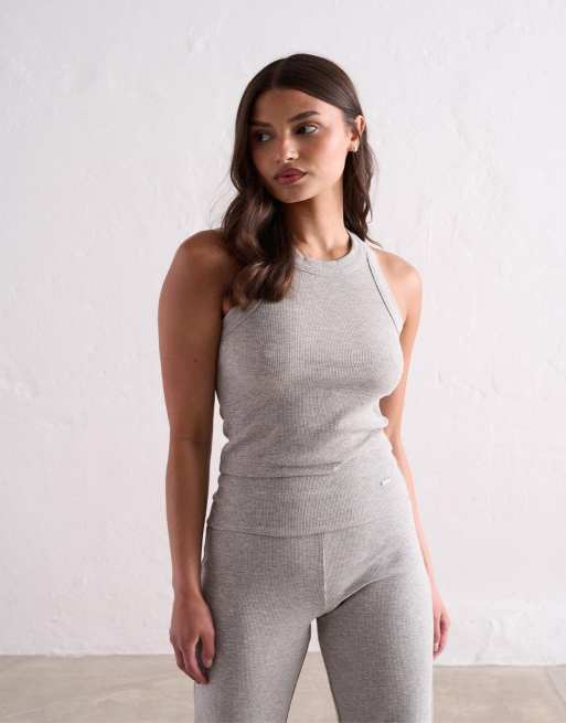 Top gris melange sin mangas de canalé Ease de Aim'n
