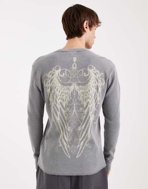 Top gris térmico de manga larga con estampado de Hollister - view 1