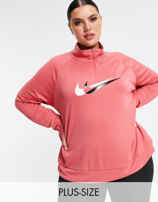Top interior rosa con media cremallera y logo de Nike Running Plus | ASOS