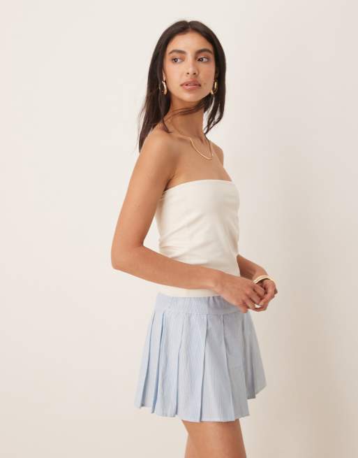 Top largo color crema con escote palabra de honor de algodón aterciopelado de ASOS DESIGN