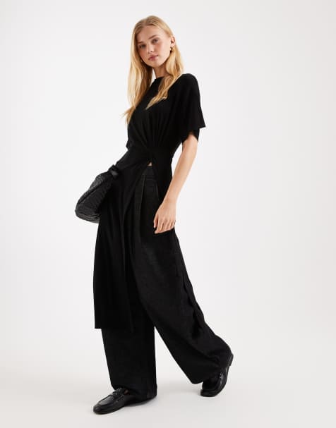 Top largo negro estilo túnica con detalle retorcido de ASOS DESIGN - view 1