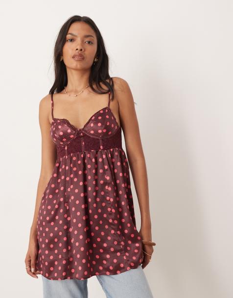 Top lencero rojo vino estampado Midnight Muse de Free People - view 1
