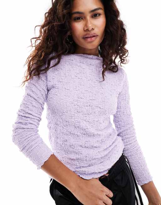 Top lila de tejido elástico efecto rugoso Punta de InWear