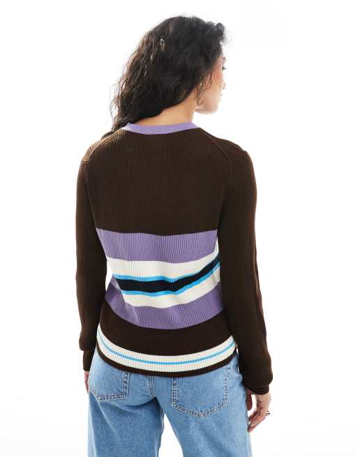Top marrón a rayas con cuello panadero de punto de ASOS DESIGN, 3 de 4