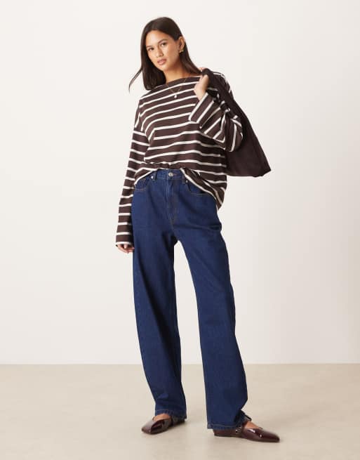 Top marrón a rayas con mangas anchas de ASOS DESIGN, 2 de 4
