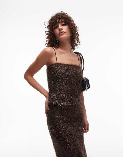 Top marrón con diseño estilo espumillón de Topshop - view 1