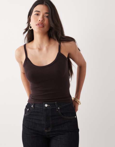 Top marrón de tirantes de punto de ASOS DESIGN (parte de un conjunto) - view 1