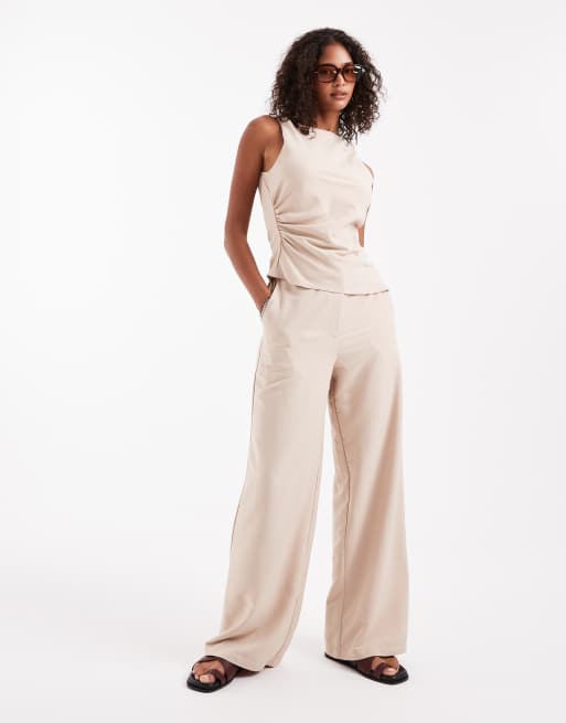 Top marrón topo asimétrico y fruncido de ASOS DESIGN (parte de un conjunto) , 3 de 4