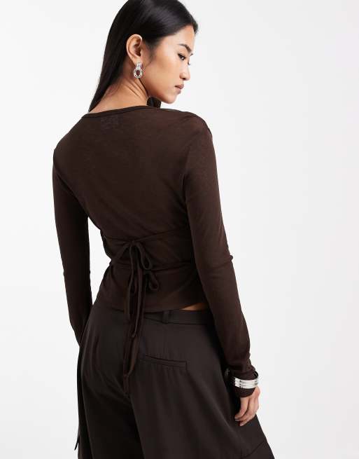 Top marrón transparente con diseño de dos capas de ASOS DESIGN, 3 de 4