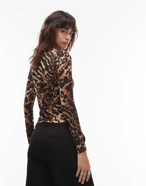Top marrón y negro con estampado de leopardo Katlyn de AllSaints, 4 de 4