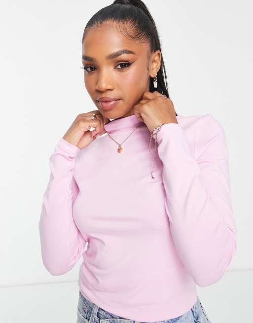 Top morado con cuello subido de punto Dylle de Pieces