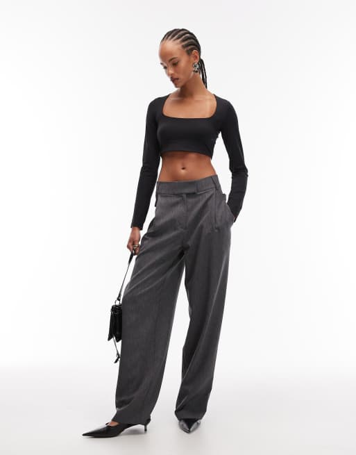 Top muy corto negro con cuello ancho de ASOS DESIGN (parte de un conjunto), 2 de 4