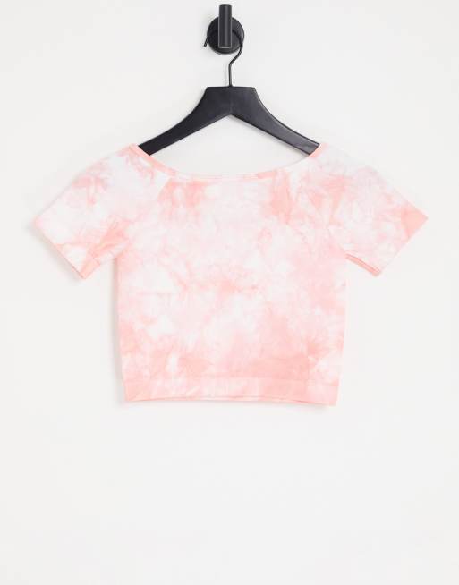 Top naranja de manga corta con escote Bardot y efecto tie dye de Pimkie, 3 de 4