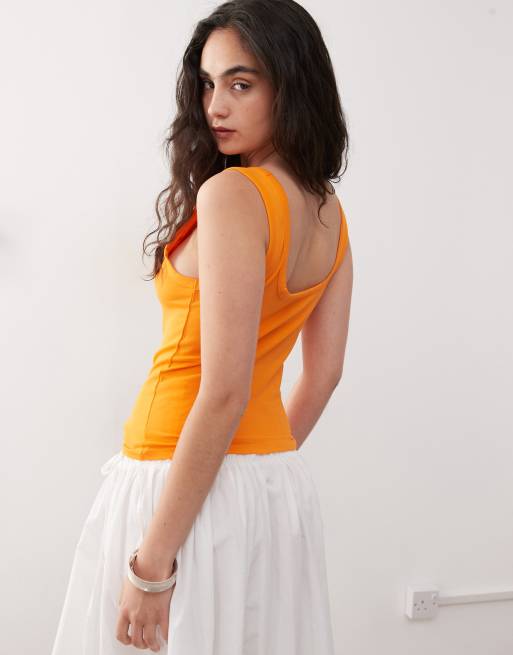 Top naranja de tirantes con cuello cuadrado de COLLUSION, 4 de 4