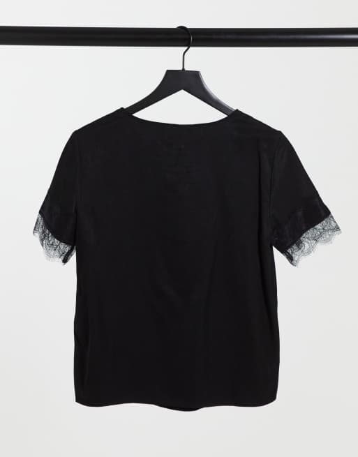 Top negro ajustado con puntilla Eileen de Object, 2 de 4