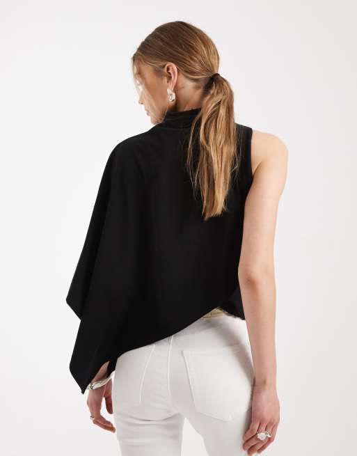 Top negro asimétrico estilo capa de ASOS DESIGN, 3 de 4