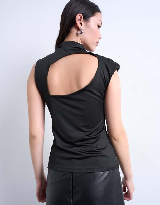 Top negro ceñido con espalda descubierta de Topshop, 4 de 4