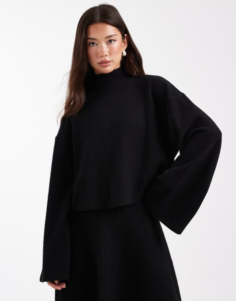 Top negro con cuello alzado de tejido muy suave de ASOS DESIGN (parte de un conjunto) - view 1