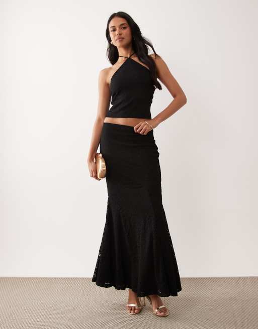 Top negro con cuello halter de encaje de ASOS DESIGN (parte de un conjunto), 4 de 4