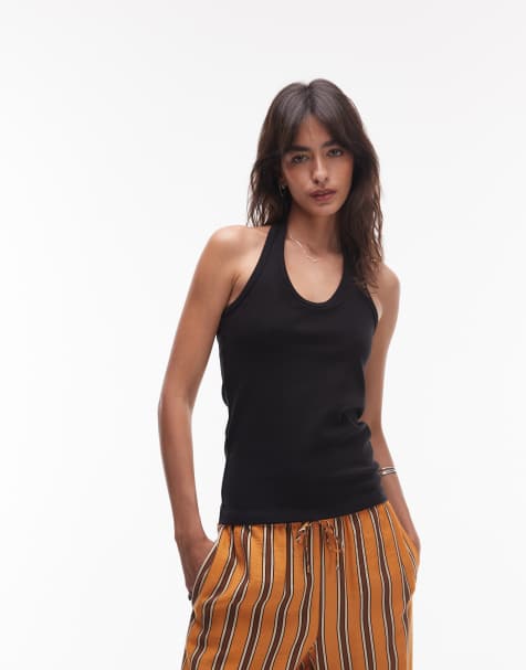 Top negro con cuello halter de punto liso rico en algodón de ARKET - view 1