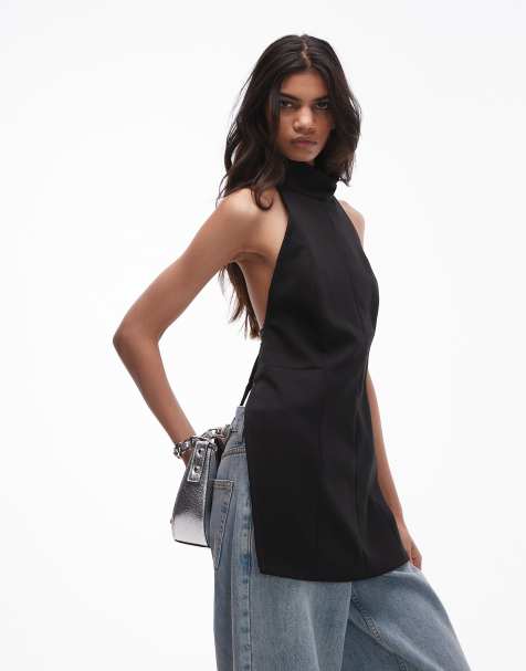 Top negro con cuello halter y espalda al aire de la colección cápsula de Mango - view 1