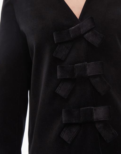 Top negro con detalle de lazos en la parte delantera de terciopelo de ARKET, 3 de 4