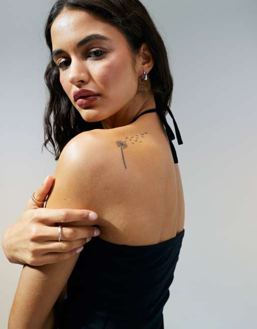 Top negro con escote palabra de honor y abertura delantera anudada de ASOS DESIGN, 4 de 4
