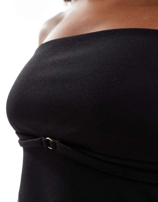 Top negro con escote palabra de honor y detalle de anilla de ASOS DESIGN, 4 de 4