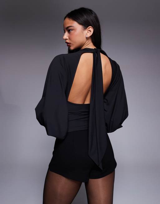 Top negro con mangas murciélago de ASOS X THE SOURCED COLLECTION, 2 de 4