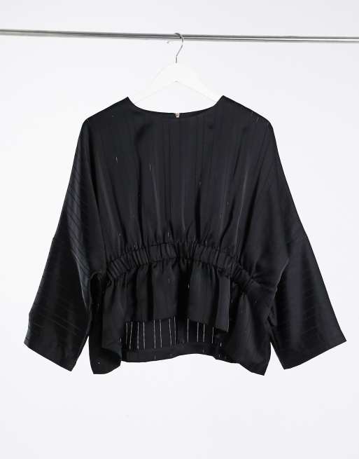 Top negro con parte delantera fruncida de Ted Baker