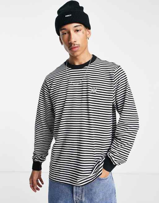 Top negro de manga larga a rayas Icon Legacy de Obey