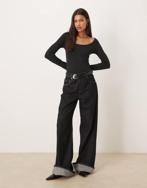 Top negro de manga larga con cuello ancho de JJXX, 2 de 4
