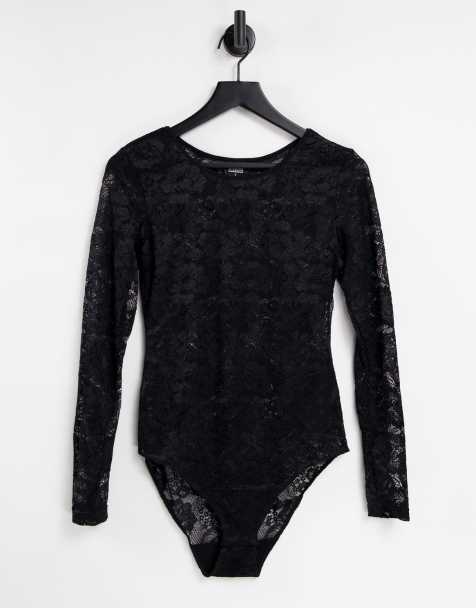 Top negro de manga larga con detalle de malla de Urban Classics - view 1