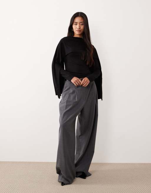 Top negro de manga larga con detalle de pañuelo colgante de ASOS DESIGN, 3 de 4