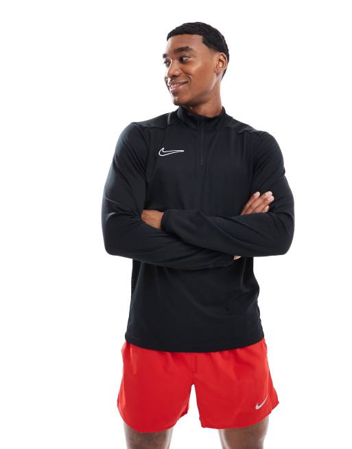 Top negro de manga larga con media cremallera Dri-FIT Academy 25 de Nike Football