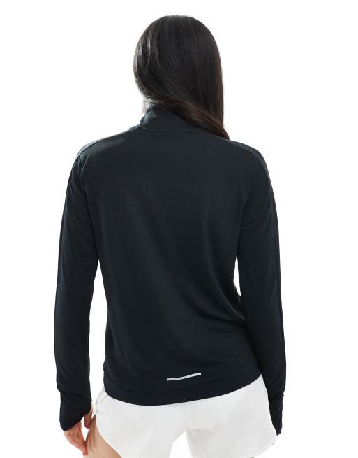 Top negro de manga larga con media cremallera Dri-FIT Pacer de Nike Running, 3 de 4