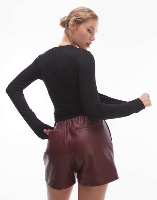 Top negro de manga larga de canalé premium de Topshop, 4 de 4