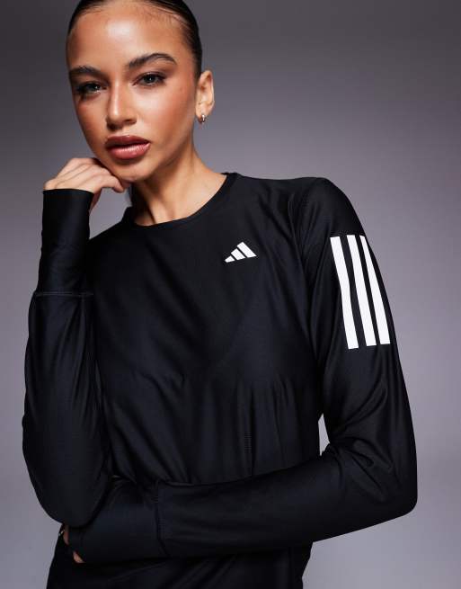 Top negro de manga larga Own The Run de adidas Running, 4 de 4