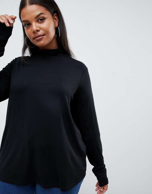 Top negro de manga larga y cuello alto de ASOS DESIGN Curve, 3 de 4