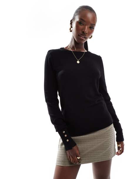 Top negro de punto fino de River Island - view 1