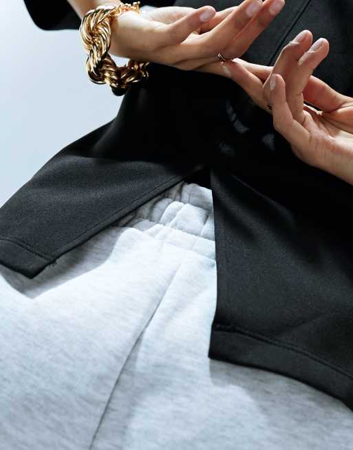 Top negro de sastre y manga corta de tejido efecto neopreno de ASOS DESIGN, 3 de 5