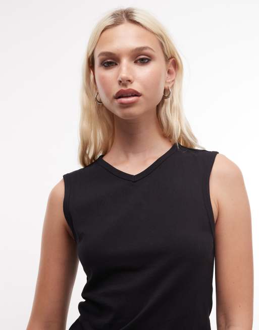 Top negro de tirantes con cuello de pico de Weekday, 3 de 4