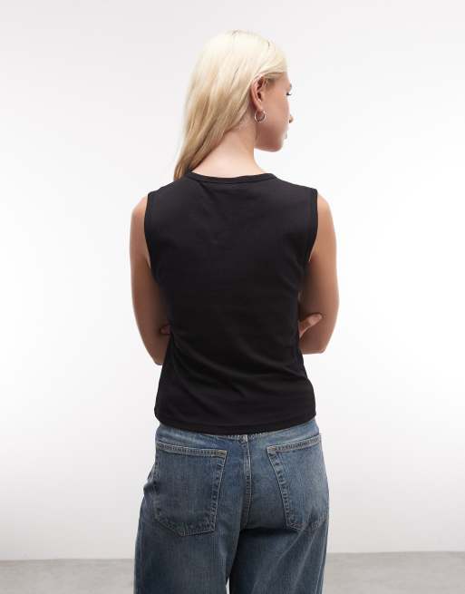 Top negro de tirantes con cuello de pico de Weekday, 4 de 4