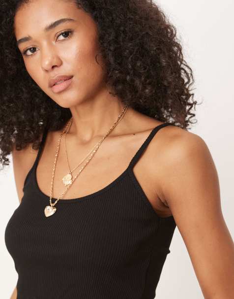 Top negro de tirantes de canalé de ASOS DESIGN - view 1