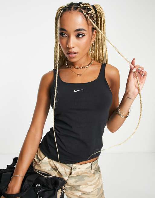 Top negro de tirantes de canalé de Nike , 3 de 4
